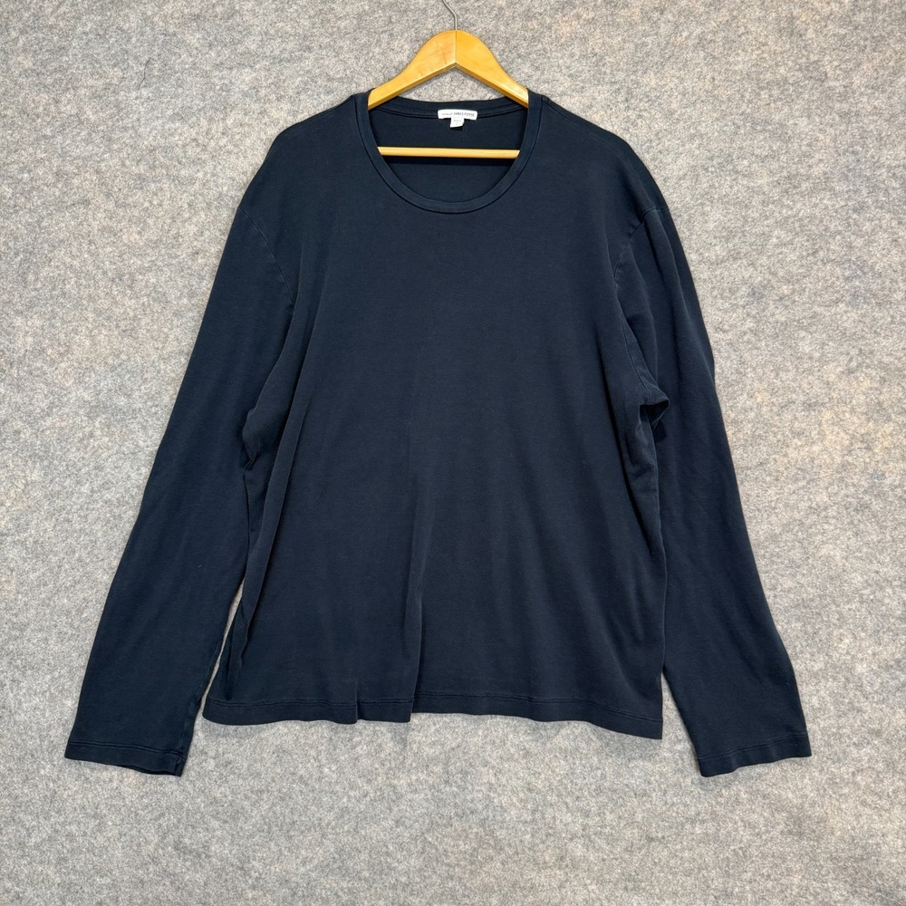 James Perse Shirt Mens 2XL 5 Navy Blue Long Sleeve Crew Lightweight Tee *